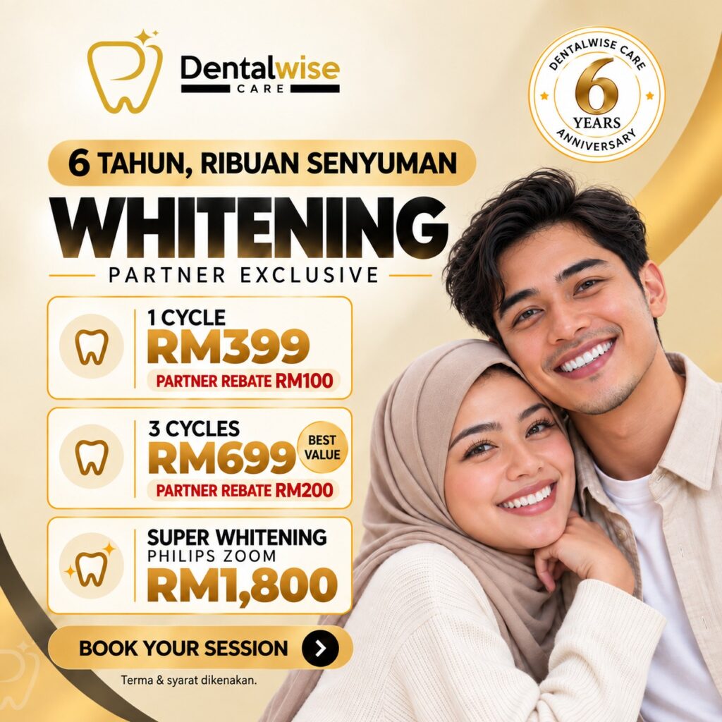 Promosi whitening gigi Dentalwise Care Johor Bahru & Masai